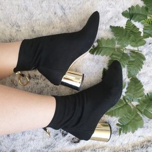 Zara black and gold sock boot